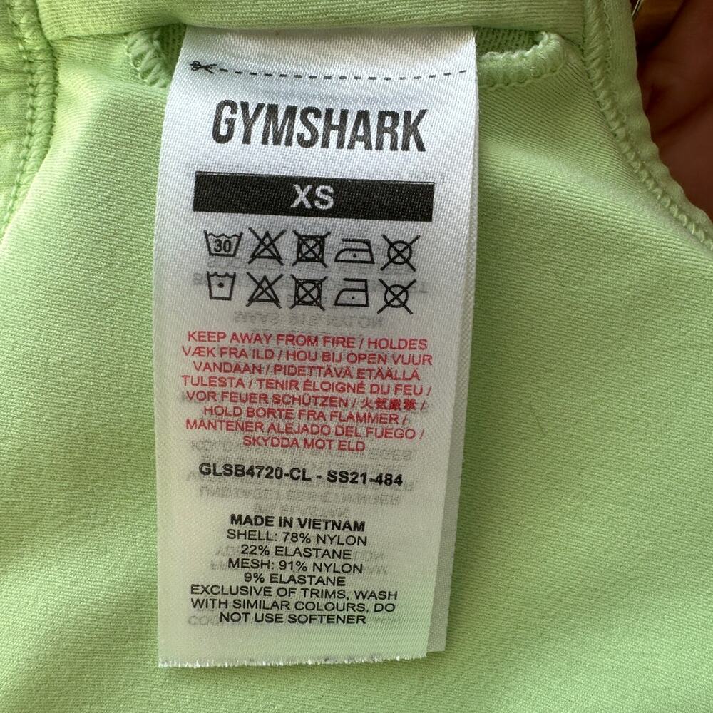 Gym Shark Yellow Green Ruched Racer Back Padded Sports Bra XS - Picture 7 of 11